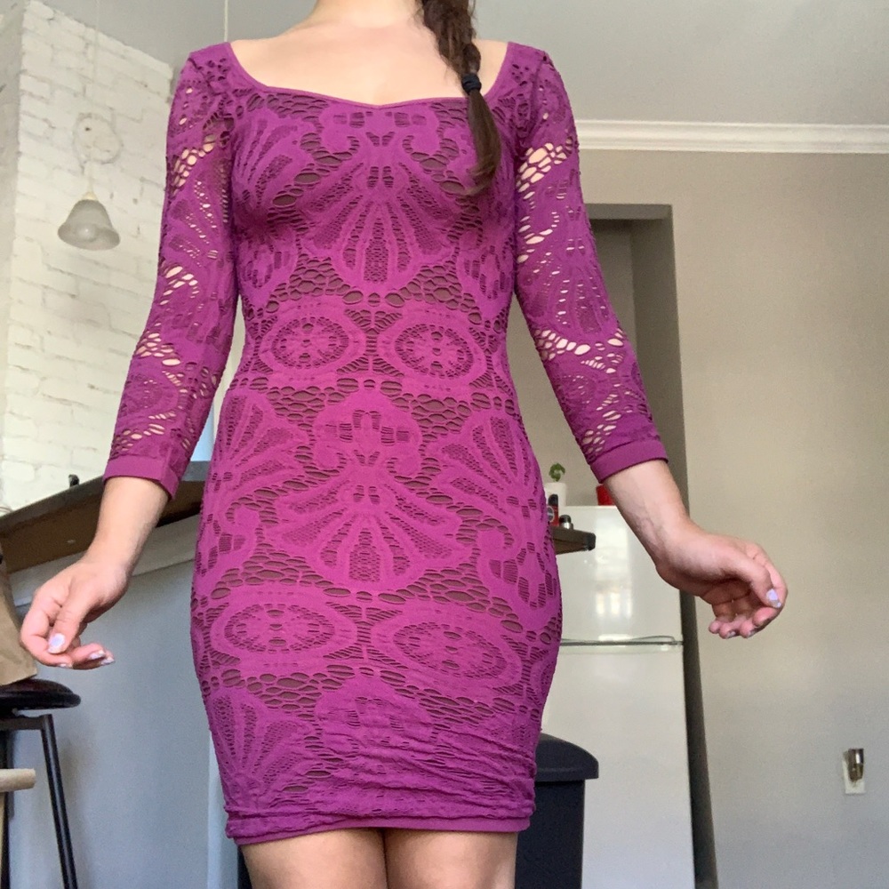 Purple Bodycon Mini/Midi Dress